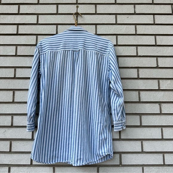 Vintage GAP Blue White Stripe Cotton Button Down Shirt Point Collar 90s XXL - Picture 8 of 8